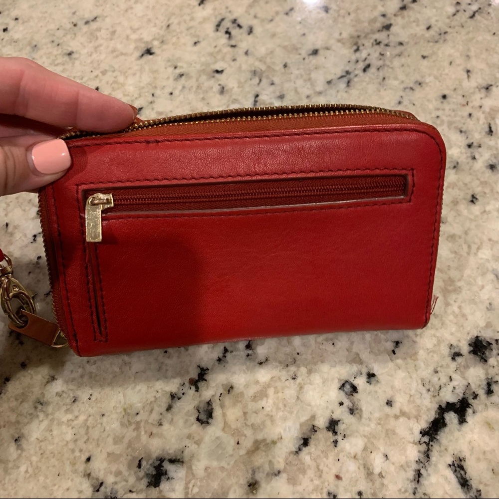 Fossil red wristlet wallet for women